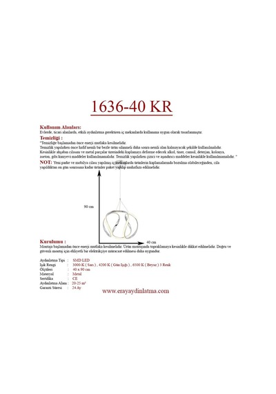 Eray Aydınlatma 1666-40 Krom Led Avize