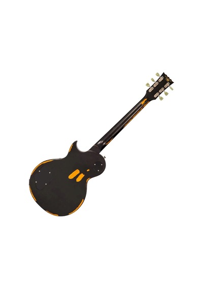 Vintage V100 Icon Elektro Gitar - Distressed Black Over Sunburst