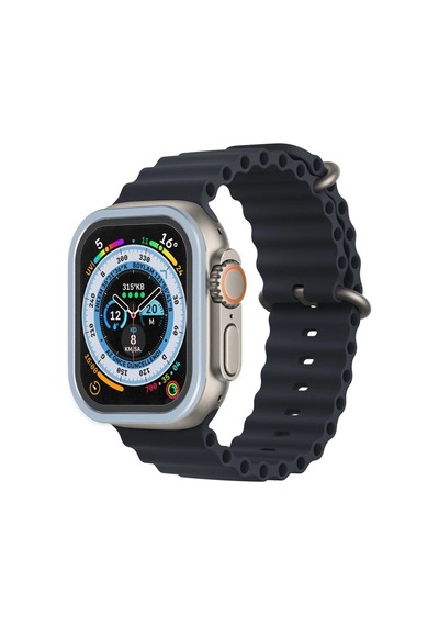 Apple Watch Uyumlu   Ultra 49mm Alüminyum Kasa Cam Ekran Koruyucu - Mavi