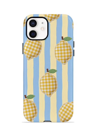 Apple iPhone Uyumlu 11 Vorian Çift Katmanlı Kılıf Gingham Lemon Grove