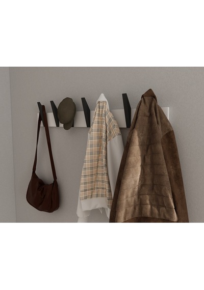 Hepsi3boyutlu Modern Duvar & Kapı Kanca Askılık - 7 Adet Siyah Kanca Askılık - Model No : 4 Siyah