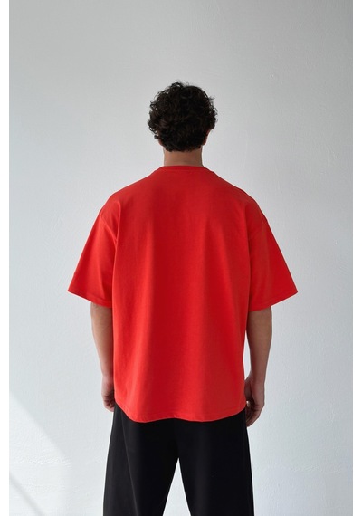 Flaw Atelıer Basic Boxy Fit Tişört-29579 Kırmızı