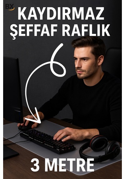 Şeffaf Kaydırmaz Raflık 45x300 Cm Dolap İçi, Çekmece Ve Buzdolabı İçin Koruyucu Eva Pvc Örtü