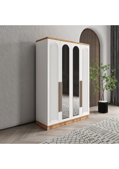 Rosa 4 Kapaklı Aynalı Komple Mdf Gardırop - Elbise Dolabı