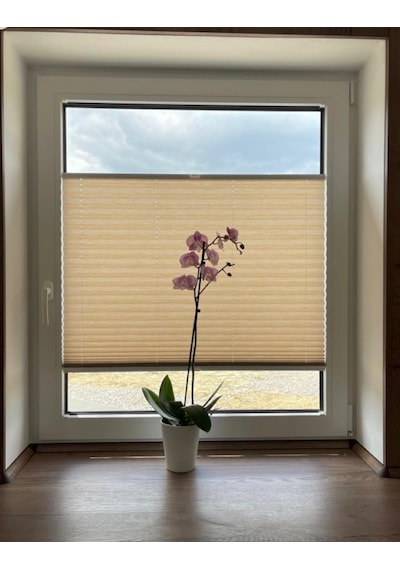 Krem Plise Perde - Cam Balkon Ve Pimapen Uyumlu Kancalı Veya Vidalı Montaj
