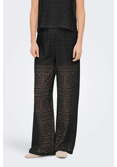 Only Onllıan Lace Kadın Pantolon Geniş Paça Dantel Detaylı Şık Günlük Siyah