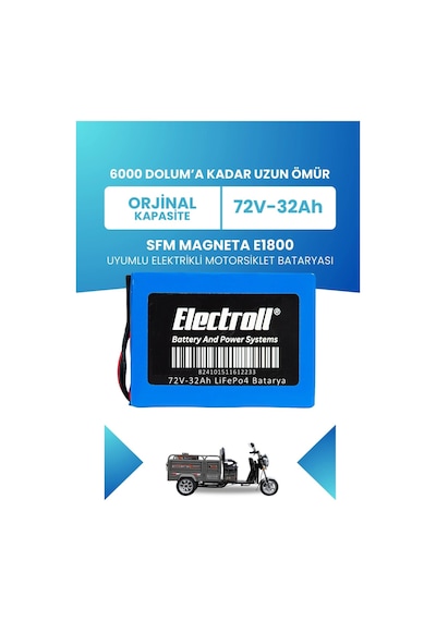 Sfm Magneta E1800 Uyumlu Batarya Lifepo4 72v 32ah Elektrikli Motorsiklet Bataryası