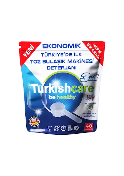 Turkishcare Ekonomik Hepsi Bir Arada Bulaşık Makinesi Tablet Deterjanı Toz 40 Yıkama