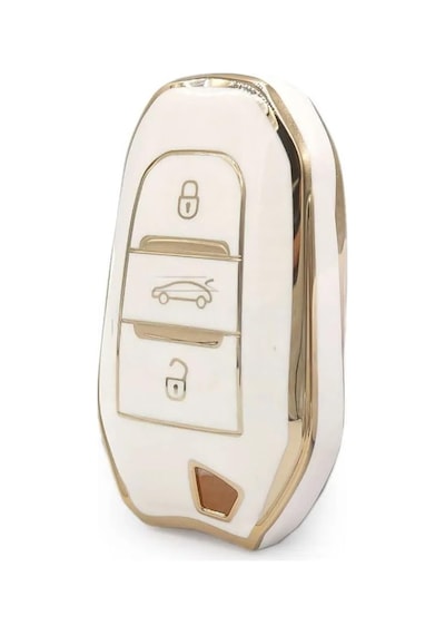 Autohan Keys C4 Ds4 C5 Ds5 Nano Araç Anahtarı Koruma Kılıfı, Beyaz Altın, Premium Kalite Standart