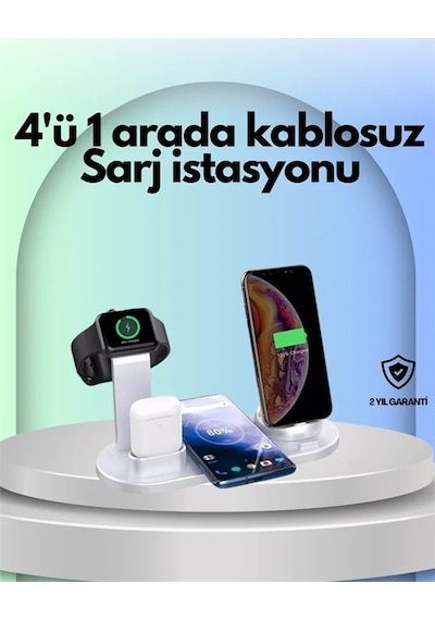 Apple iPhone, Apple Watch Ve Apple AirPods İle Uyumlu 4'ü 1 Arada Şarj Ünitesi Tüm Apple Cihazları Tek Noktada 72542076