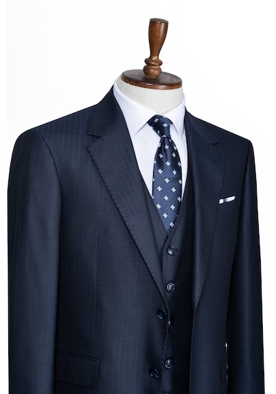 İlayda Emir Luxury, İtalyan Kesim, Slim Fit, Blazer, Çizgili, Erkek Takım Lacivert