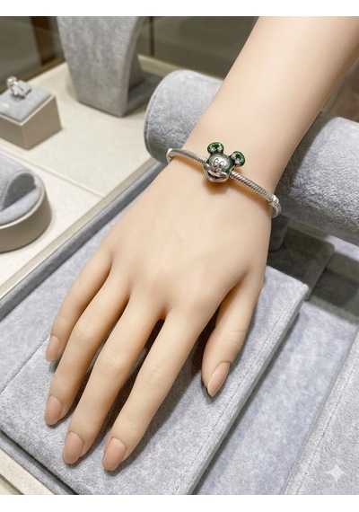 Bayan Yeşil Mickey Model Gümüş Charm