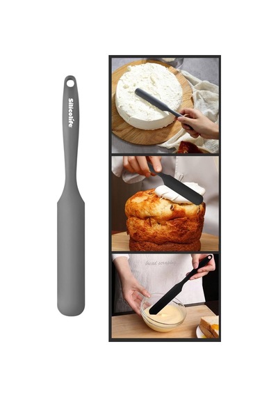 Silicolife Pasta Sıvama Spatulası, Silikon Çikolata Krema Reçel Sıyırma Sıvama Bıçağı Spatulası 25cm Antrasit Antrasit