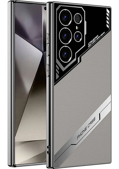 Samsung Uyumlu Galaxy S24 Ultra Kılıf Kamera Korumalı Suni Deri Tasarım Zore Yeni Seri Procase Kapak Titanyum-Gri