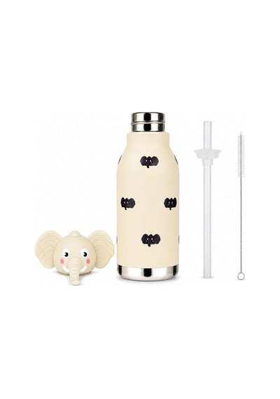 Koı Bej Fil 500 Ml Paslanmaz Çelik-pipetli Çocuk Termosu Ve Suluk Bej Bej
