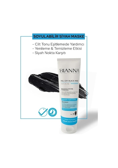 Bianna Acne Akne Karşıtı Soyulabilir Siyah Yüz Maskesi 100 ML