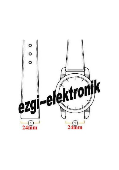 Bizon Deri Saat Kayışı 24Mm Spor Siyah Klipsli Saat Kordonu 305758459