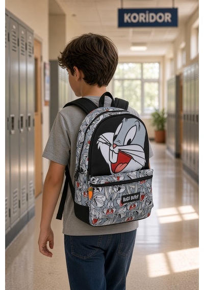 İlkokul Okul Çantası Bugs Bunny Öğrenci Günlük Sırt Çantası 42x30x12 Cm Çok Renkli