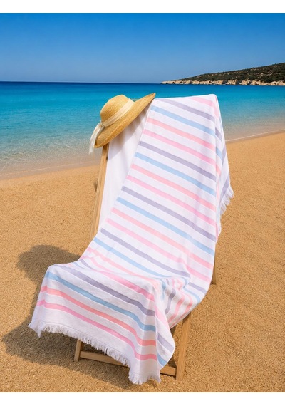 %100 Pamuk 90x170 Cm Renkli Unisex Plaj Havlusu Baveno Desen001