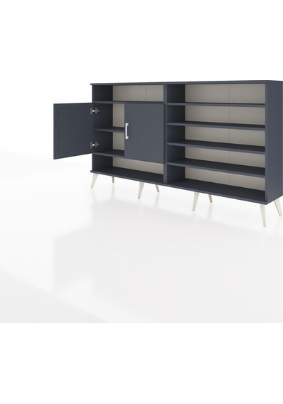 Arges Konsol 7 Raflı 2 Kapaklı 176x30x99 Antrasit-antrasit Antrasit-antrasit