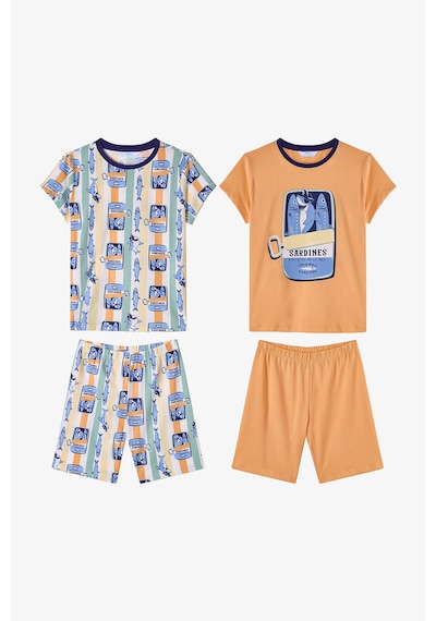 Penti Açık Turuncu Erkek Çocuk Sharkines Pamuklu 2'li Pijama Takımı