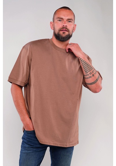 Gabria Bisiklet Yaka Erkek T-shirt Kahverengi