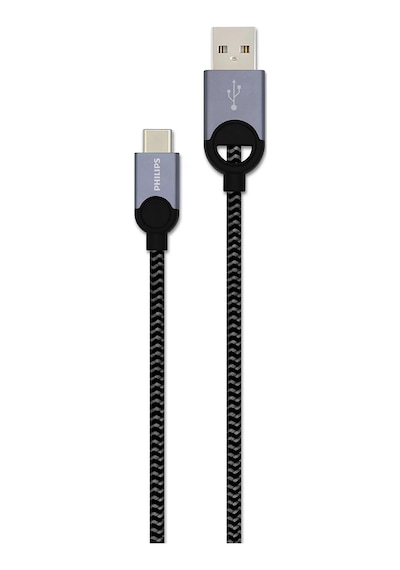 Philips Dlc2628s/97 Usb-a To Usb-c Örgülü Hızlı Şarj Kablosu, 1.2 Metre, Gri