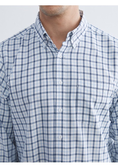 Lcwaıkıkı Classic Mavi Regular Fit Ekose Gabardin Erkek Gömlek