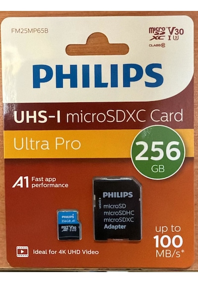Philips 256gb Fm25mp65b Class10 U3 4k V30 Microsd Drone Hafıza Kartı