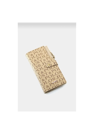 Just Polo Kadın Orijinal Baskılı Büyük Boy El & Omuz Çantası Ve Cüzdanı Kombin Avp2180pc Shopper Vizon