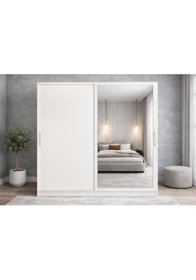 Osvin Tamamı Mdf Sürgü Kapaklı Dolap Gardırop Beyaz 160 Cm
