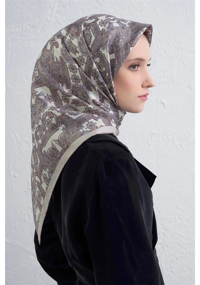 Armine Twill İpek Eşarp -2025/2026 -94162d Krem,gri-83