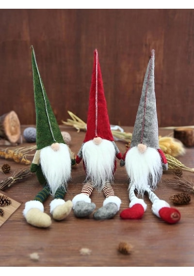 1 Adet 35 Cm Uzun Şapkalı Gnome Tomte Şans Cücesi Yılbaşı Süsü Parti Dekorasyon Süs, Kırmızı Standart