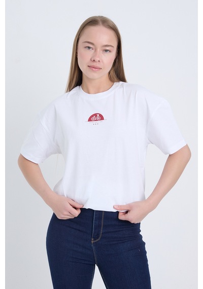Velvoria Unisex Oversize Rıdıng Sınce Baskılı Beyaz Renk T-shirt
