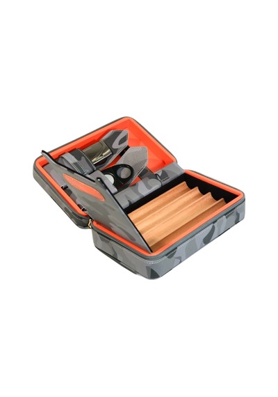 Cohiba Çakmak Kesicili Kamuflaj Desenli Deri Puro Taşıma Çantası & Seyahat Humidoru