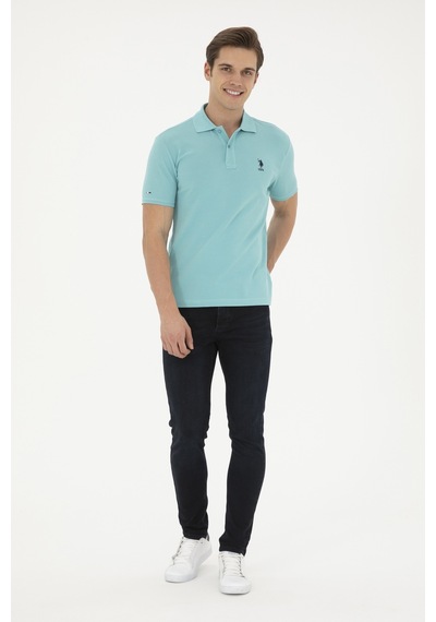 U.S. Polo Assn. Erkek Slim Fit Polo Yaka Mint Basic Tişört 50279613-VR090