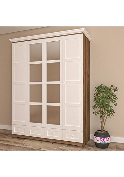 Otantik 4 Kapılı Gardırop Mdf Beyaz Otantik 4 Kapılı Gardırop Mdf Beyaz