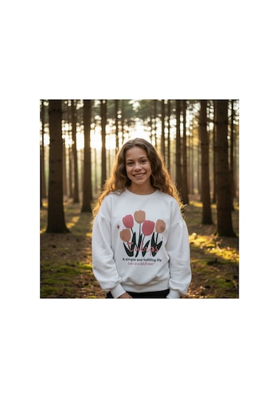 Fesshera Kids Kız Çocuk Sweatshirt Balon Kol Baskılı Oversize Pamuklu Sweatshirt / Geniş Kalıp Uzun Kollu Tişört Beyaz Fesshera Kids Kız Çocuk Sweatshirt Balon Kol Baskılı Oversize Pamuklu Sweatshirt / Geniş Kalıp Uzun Kollu Tişört Beyaz