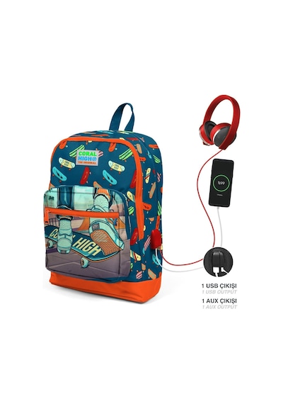 Coral High Erkek Çocuk Çivit Turuncu Kaykay Okul Çantası Ve Termal Beslenme Çanta Seti Usb Ve Aux Çıkışlı SETYGN0323823 Coral High Erkek Çocuk Çivit Turuncu Kaykay Okul Çantası Ve Termal Beslenme Çanta Seti Usb Ve Aux Çıkışlı SETYGN0323823