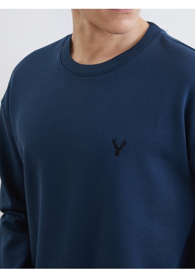 Lcw Vision İndigo Bisiklet Yaka Erkek Kalın Sweatshirt