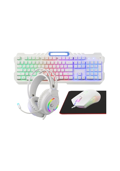 Fitment Km-gx7 Gökkuşağı Aydınlatmalı Usb Gaming Combo Q Gaming Klavye + Mouse + Mousepad + Kulaklık