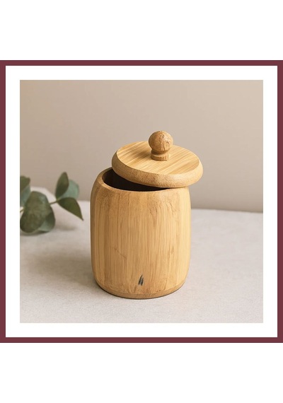 Storeşahin Kapaklı Ahşap Bambu Şekerlik 7.5 X 8.5 Cm Shn0720