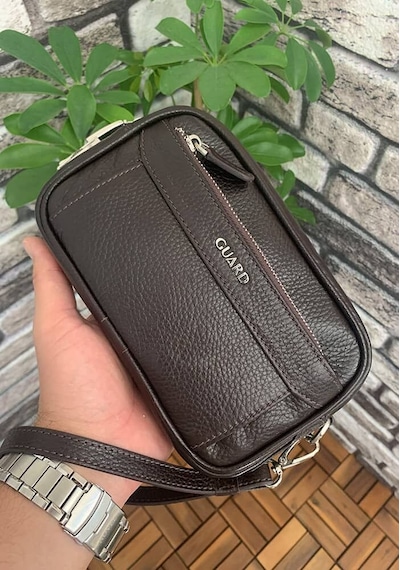 Guard Leather Guard Kahverengi Hakiki Deri Şifreli El Çantası Çok Renkli