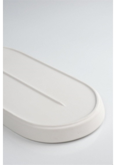 Dik Kenarlı Oval Tabak Seramik Bisküvi - 41 X 20.5 Cm - Ham Ürün Boyanabilir Obje