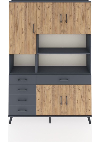 Arges Dolap 9 Raflı 5 Çekmeceli 5 Kapaklı 132x30x195 Antrasit-çam/antrasit Atlas Çam/antrasıt Arges Dolap 9 Raflı 5 Çekmeceli 5 Kapaklı 132x30x195 Antrasit-çam/antrasit Atlas Çam/antrasıt