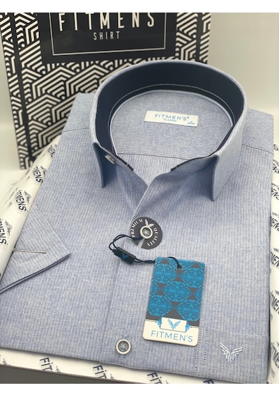 Klasik Kısa Kol Keten Cotton Hediye Kutulu Erkek Gömlek Fs-003624 - Lacivert-3357 Klasik Kısa Kol Keten Cotton Hediye Kutulu Erkek Gömlek Fs-003624 - Lacivert-3357