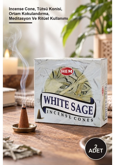 2 Adet White Sage Aromalı Konik Tütsü Incense Cone, Tütsü Konisi, Ortam Kokulandırma, Meditasyon Ve Ritüel Kullanımı