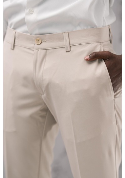 Notra Slimfit Pamuklu Full Likralı Esnek Yazlık Kumaş Pantolon Krem