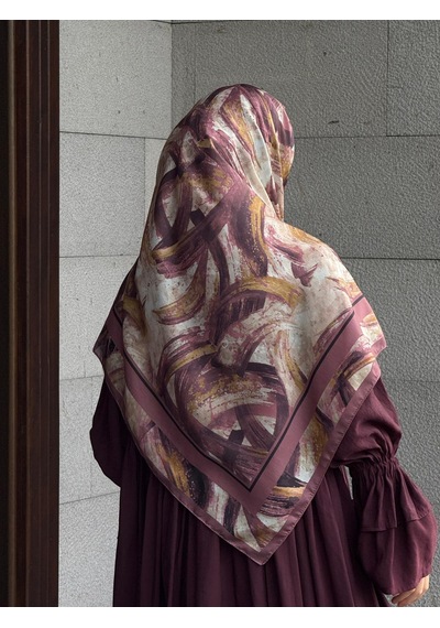 Qalortex Scarf Pamuklu Soft Fırça Desen Eşarp-gül Kurusu