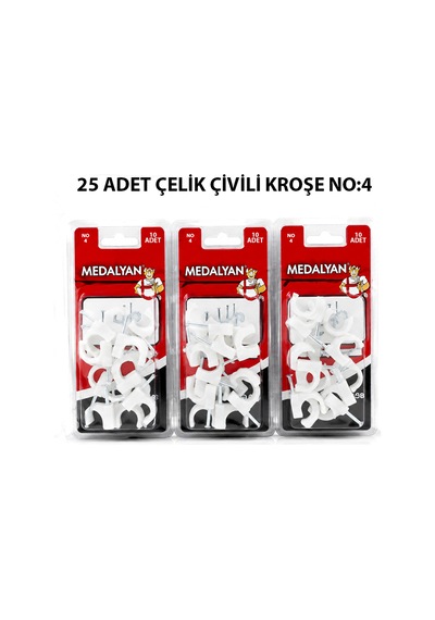 Diyarı Fırsat Dl-40 Çelik Çivili Kablo Kroşesi No 4 25 Adet 12'li Paket